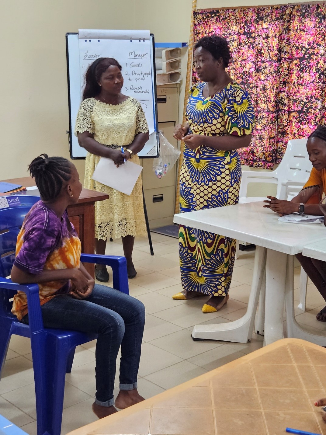 Nurse Midwifery Preceptors in the Nursing Leadership program role-playing in Bo, Sierra Leone at the Bo Government Hospital, October 2023